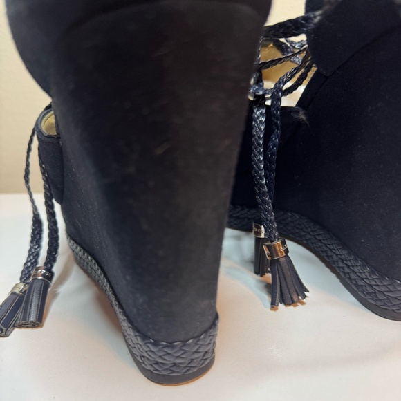 Michael Kors Navy Blue Wedge Suede Navy Blue with Straps Size 10 - Picture 1 of 10